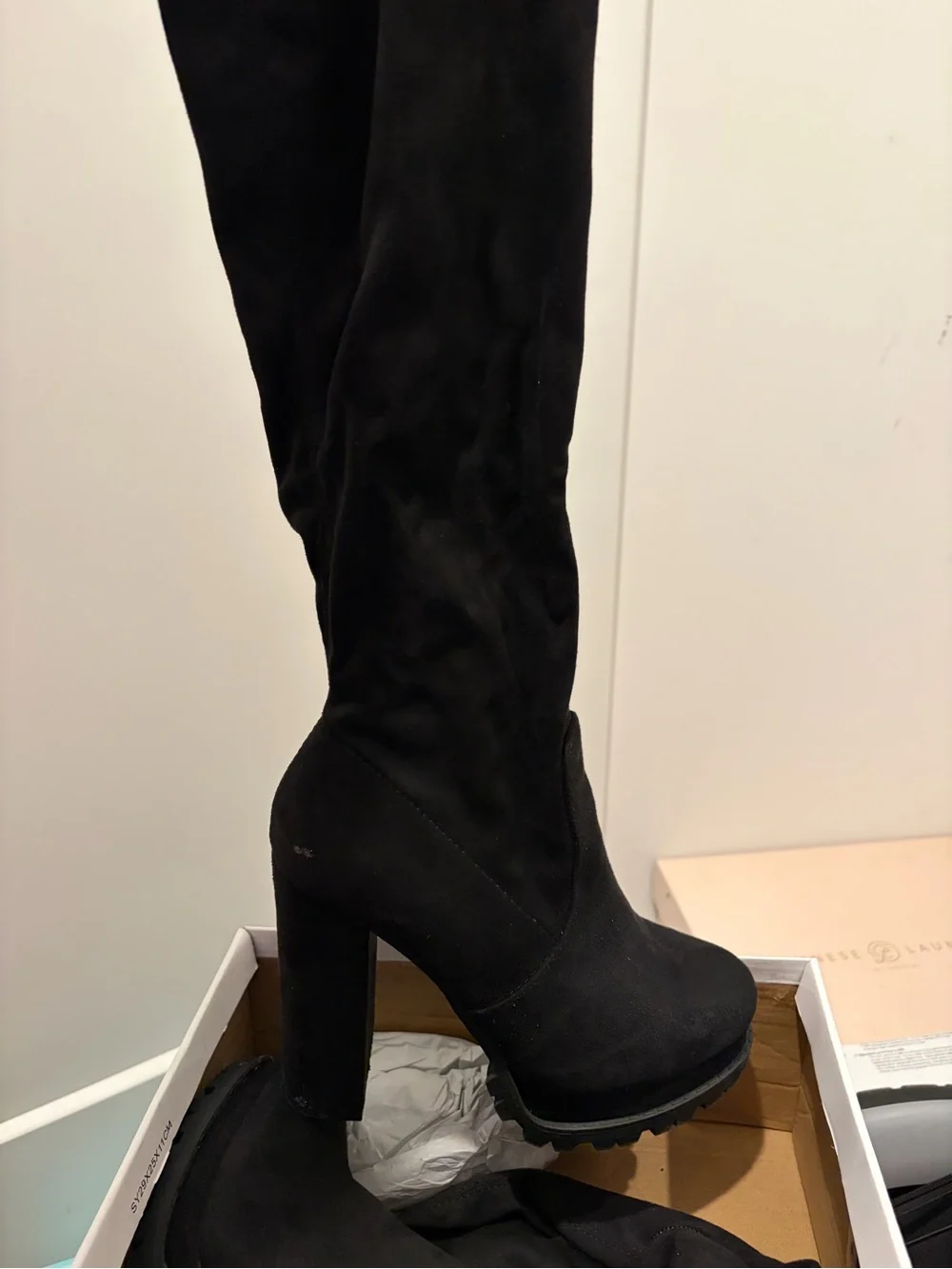 Paige Black Over-the-Knee Block Heel Women's Boots